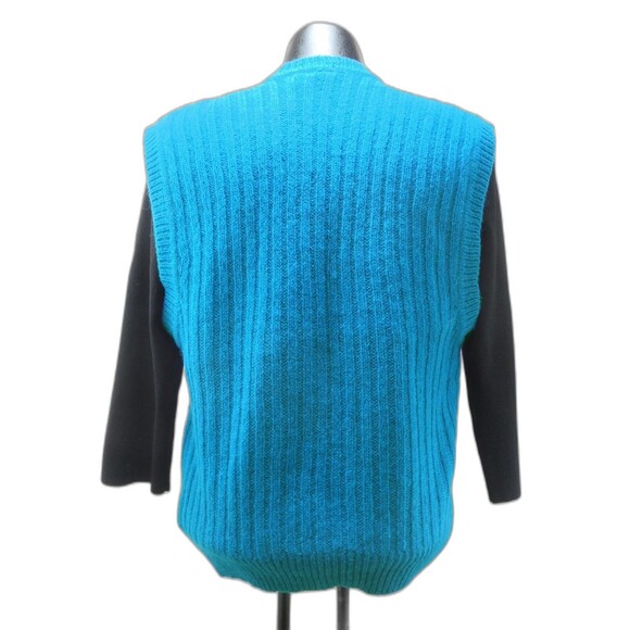 Vintage J.G. Hook Teal Shetland Wool Button-Front Vest V-Neck - Women's S - Picture 4 of 6